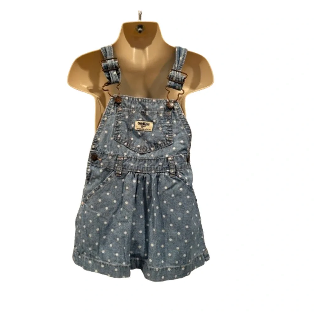 OshKosh B'gosh Polka Dot Jean Overall Dress - 24 Months